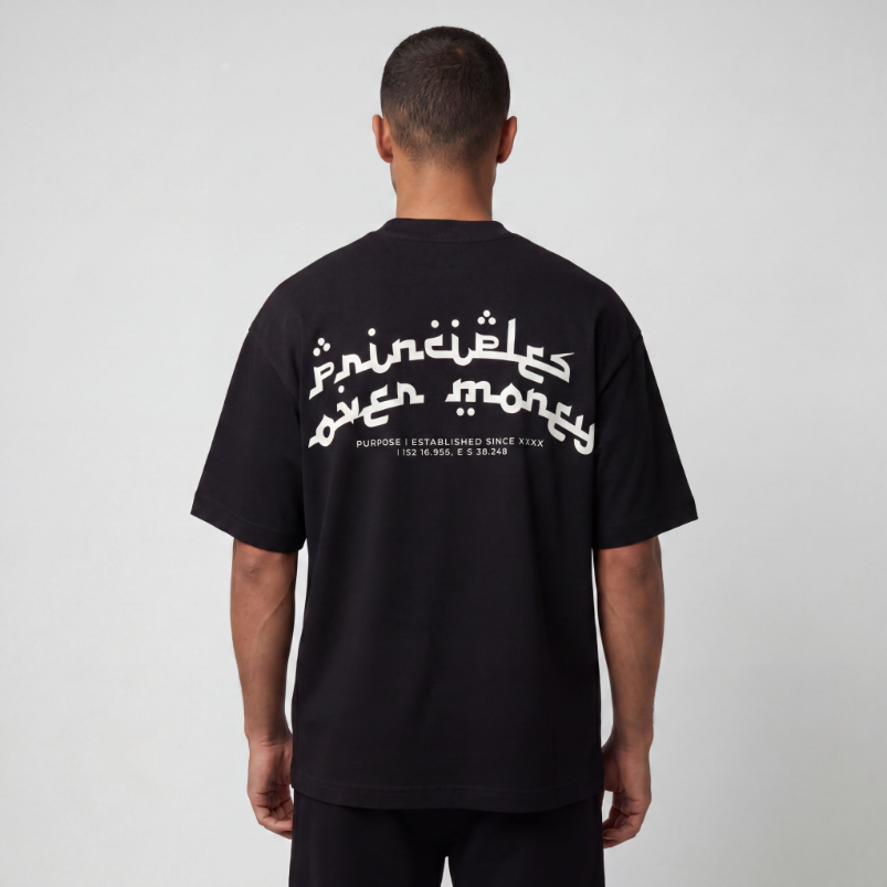 Principles Arabic Oversized Black  T-shirt